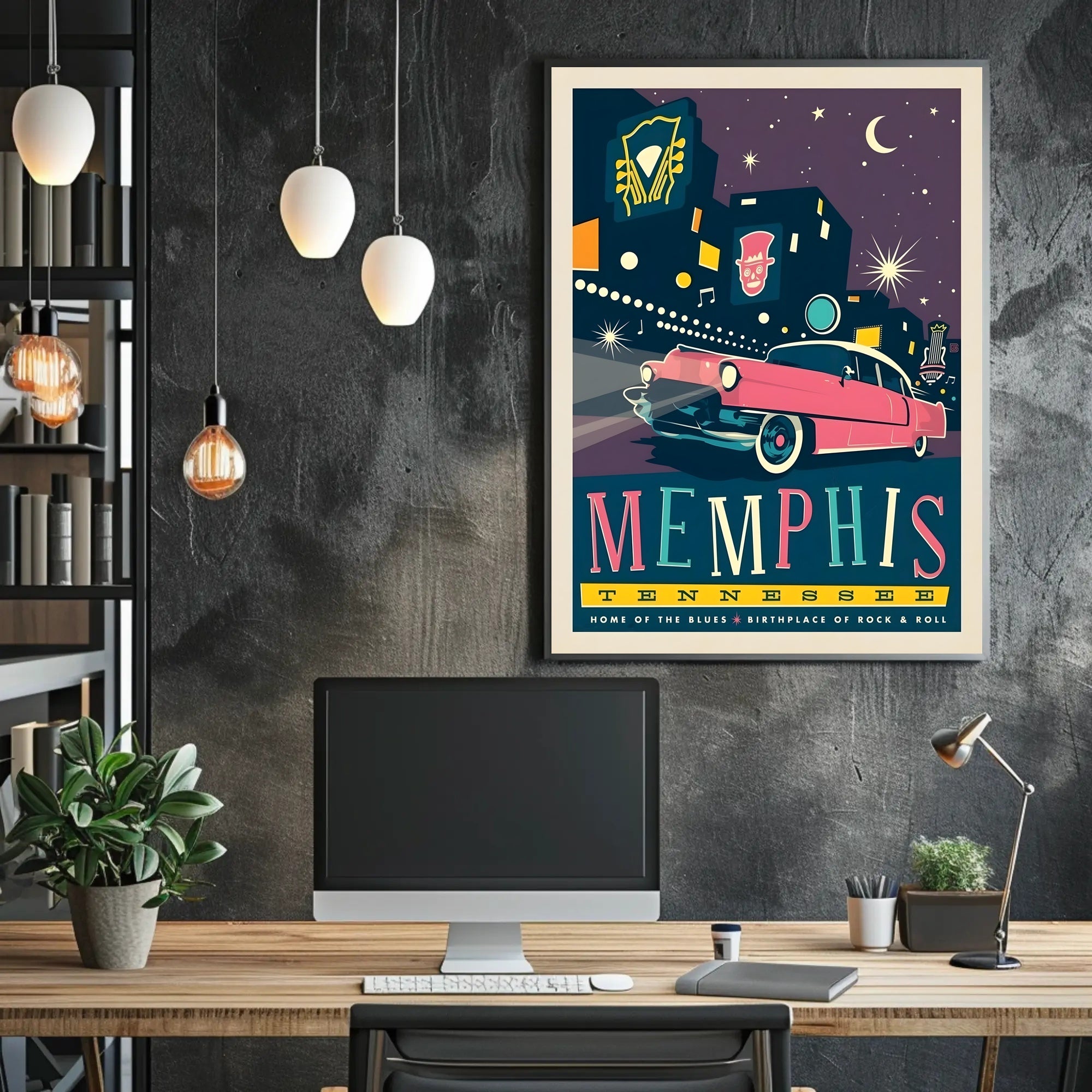 Retro Memphis Nightlife Travel Poster PosterGoat