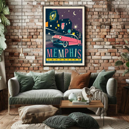 Retro Memphis Nightlife Travel Poster PosterGoat