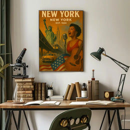 Retro New York City Vibes Cultural Heritage Poster PosterGoat