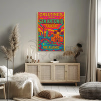 Retro San Antonio Cityscape Greetings Travel Poster PosterGoat