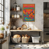 Retro San Antonio Cityscape Greetings Travel Poster PosterGoat