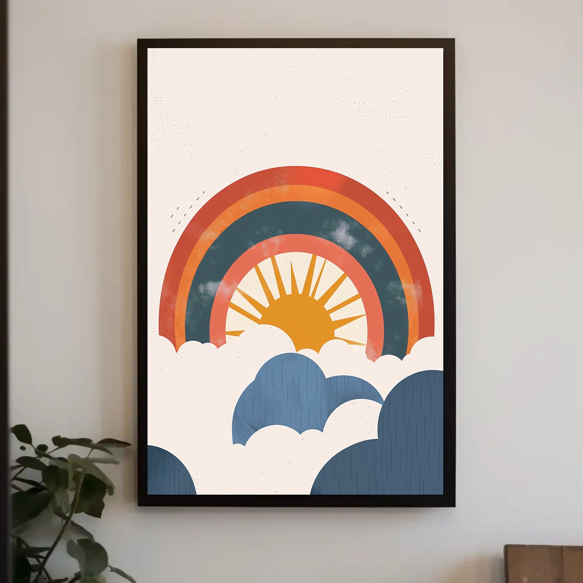 Retro Sun and Rainbow Inspirational Artistic Poster PosterGoat