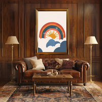 Retro Sun and Rainbow Inspirational Artistic Poster PosterGoat