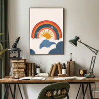 Retro Sun and Rainbow Inspirational Artistic Poster PosterGoat