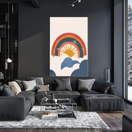 Retro Sun and Rainbow Inspirational Artistic Poster PosterGoat