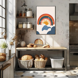 Retro Sun and Rainbow Inspirational Artistic Poster PosterGoat