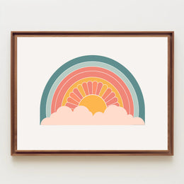 Retro Sunrise Illustration: Artistic Abstract Poster PosterGoat