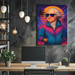 Retro Synthwave Historical Figure Poster - Pop Culture Poster PosterGoat