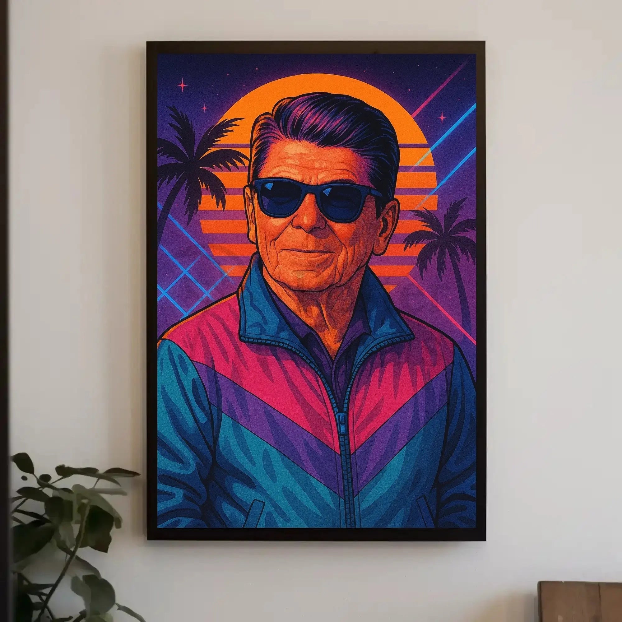 Retro Synthwave Sunset Portrait: Pop Culture Poster PosterGoat