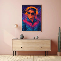 Retro Synthwave Sunset Portrait: Pop Culture Poster PosterGoat