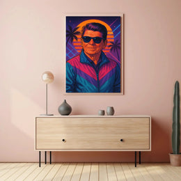Retro Synthwave Sunset Portrait: Pop Culture Poster PosterGoat