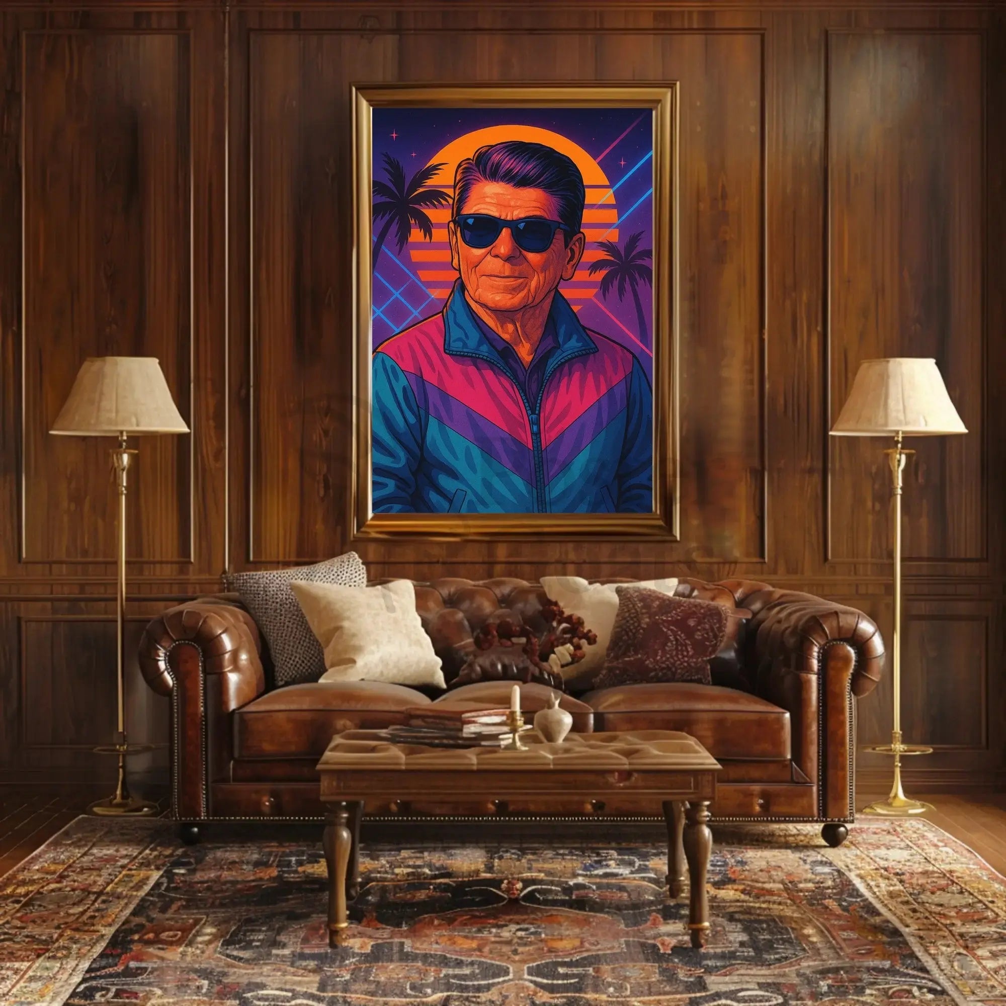 Retro Synthwave Sunset Portrait: Pop Culture Poster PosterGoat