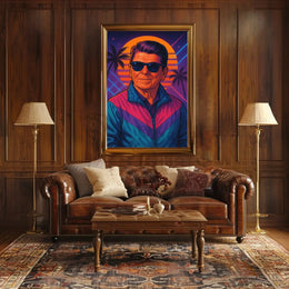 Retro Synthwave Sunset Portrait: Pop Culture Poster PosterGoat