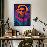 Retro Synthwave Sunset Portrait: Pop Culture Poster PosterGoat