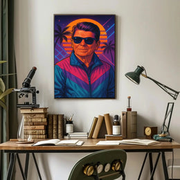 Retro Synthwave Sunset Portrait: Pop Culture Poster PosterGoat