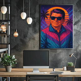 Retro Synthwave Sunset Portrait: Pop Culture Poster PosterGoat