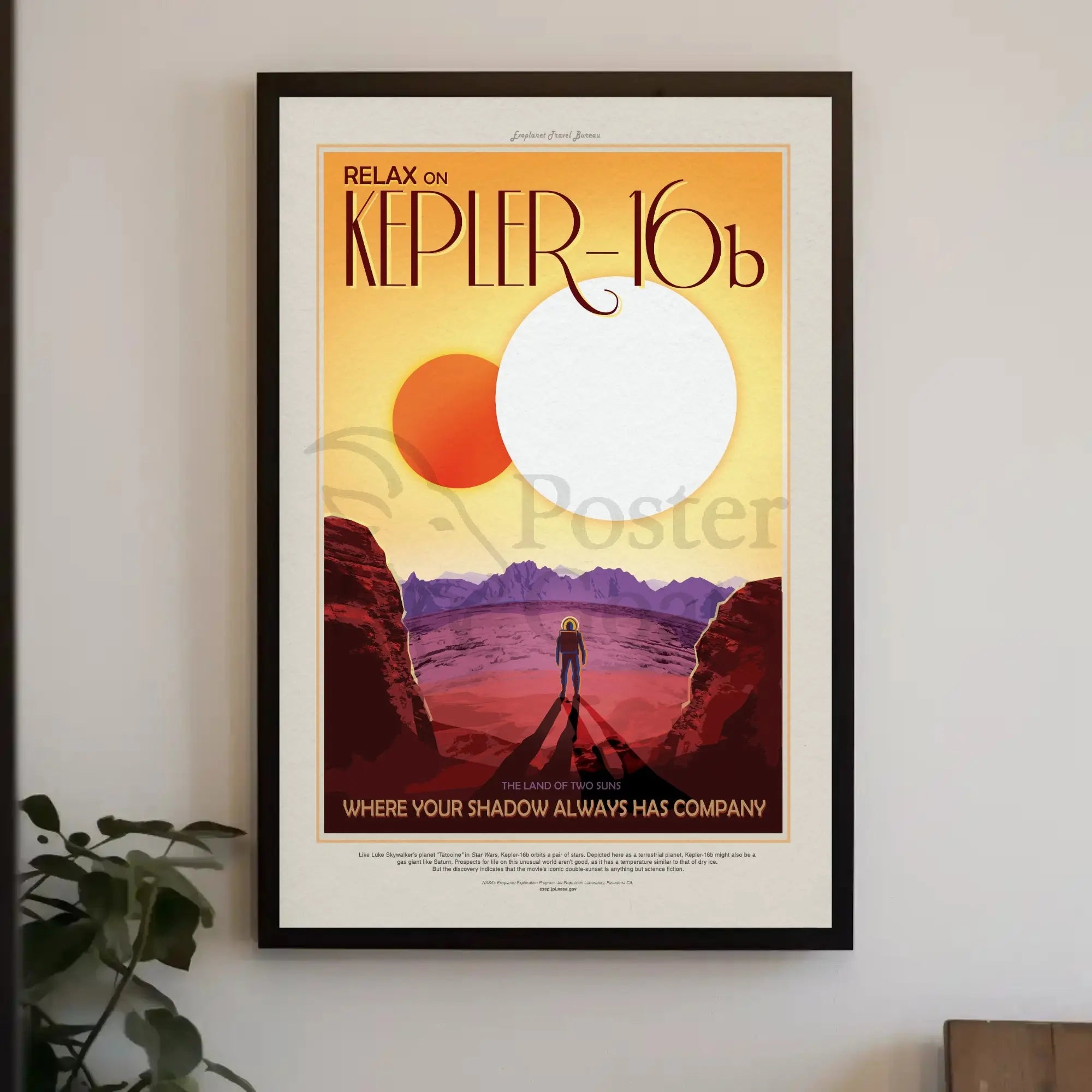 Retro Travel Adventure on Kepler-16b Futuristic Sci-Fi Poster PosterGoat