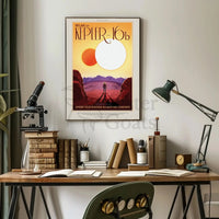 Retro Travel Adventure on Kepler-16b Futuristic Sci-Fi Poster PosterGoat