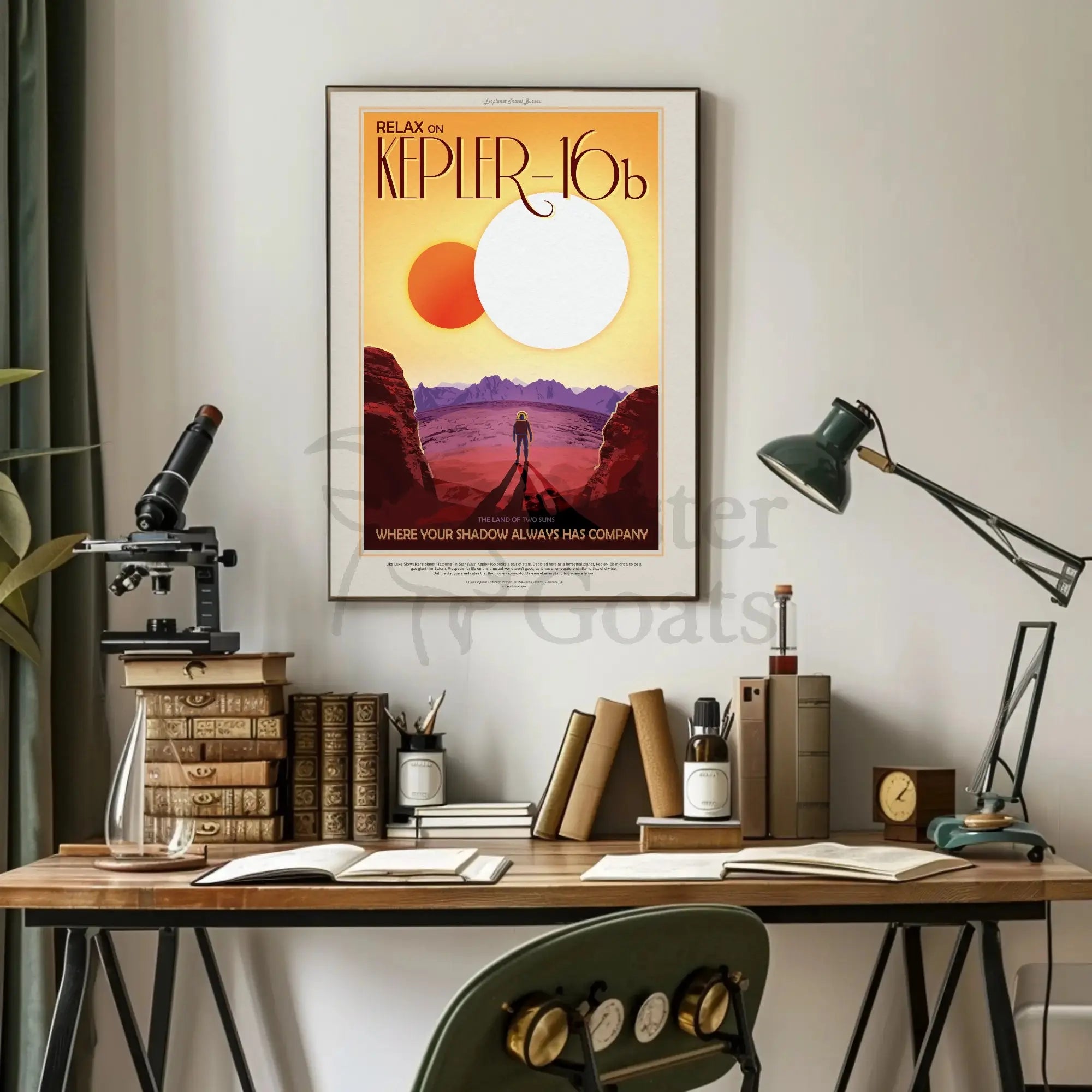 Retro Travel Adventure on Kepler-16b Futuristic Sci-Fi Poster PosterGoat