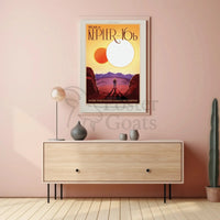Retro Travel Adventure on Kepler-16b Futuristic Sci-Fi Poster PosterGoat