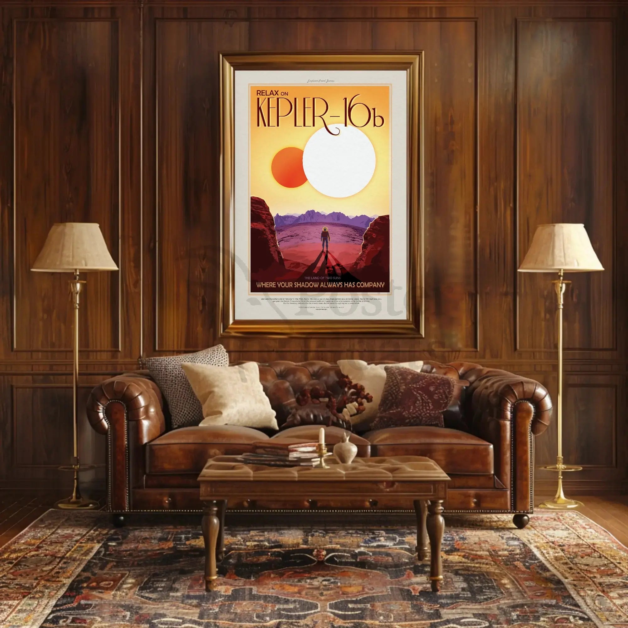 Retro Travel Adventure on Kepler-16b Futuristic Sci-Fi Poster PosterGoat