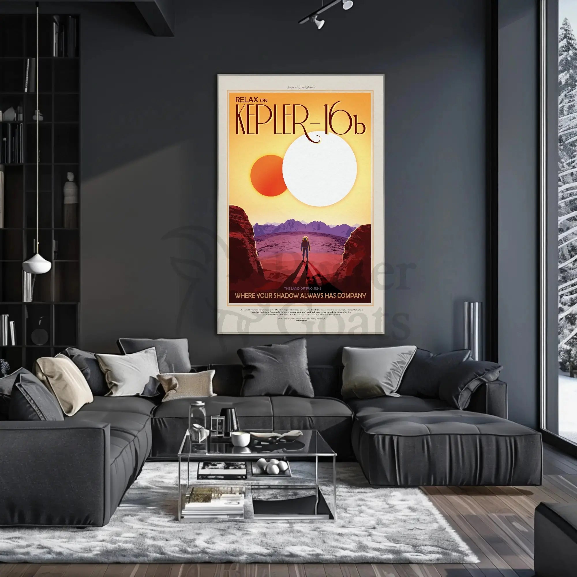 Retro Travel Adventure on Kepler-16b Futuristic Sci-Fi Poster PosterGoat