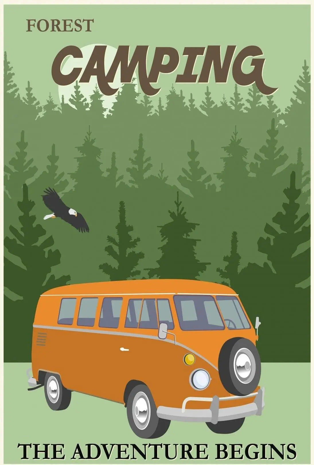 Retro Van Forest Adventure Travel Poster PosterGoat