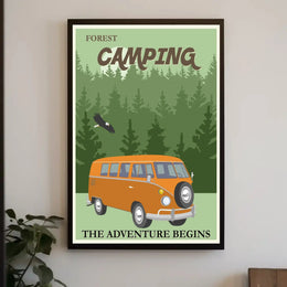 Retro Van Forest Adventure Travel Poster PosterGoat