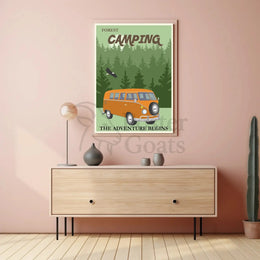 Retro Van Forest Adventure Travel Poster PosterGoat