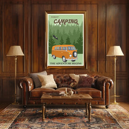 Retro Van Forest Adventure Travel Poster PosterGoat