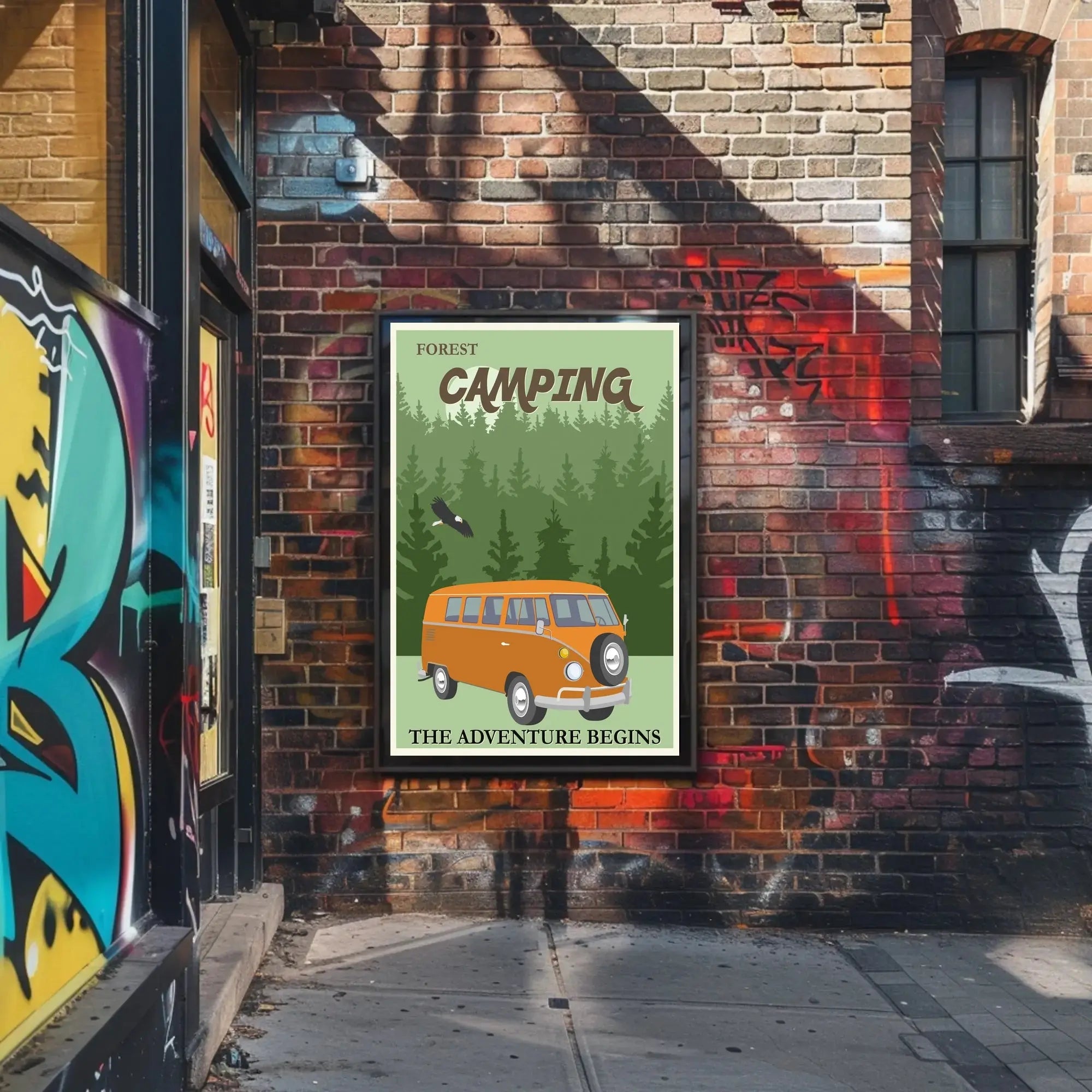 Retro Van Forest Adventure Travel Poster PosterGoat