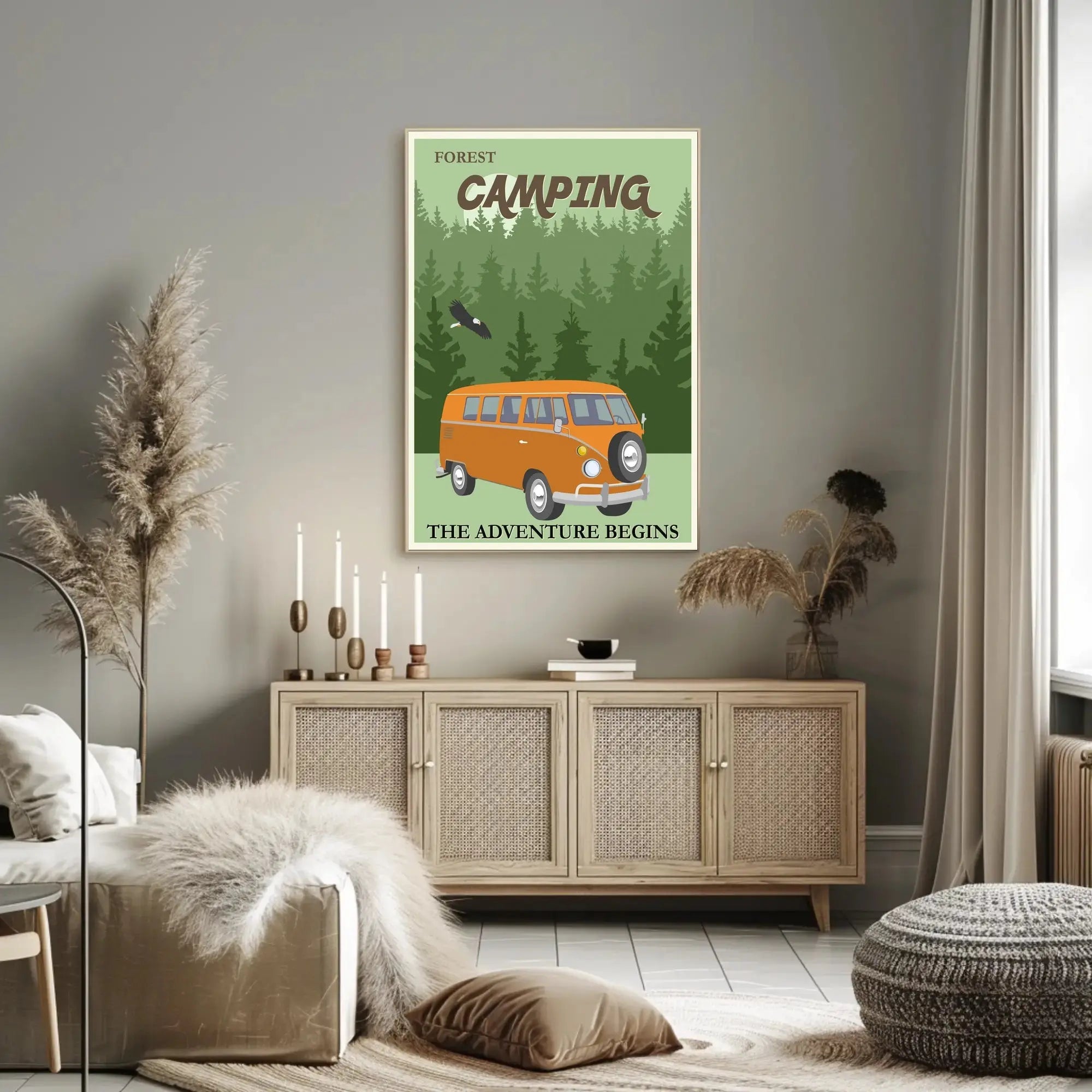 Retro Van Forest Adventure Travel Poster PosterGoat
