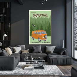 Retro Van Forest Adventure Travel Poster PosterGoat