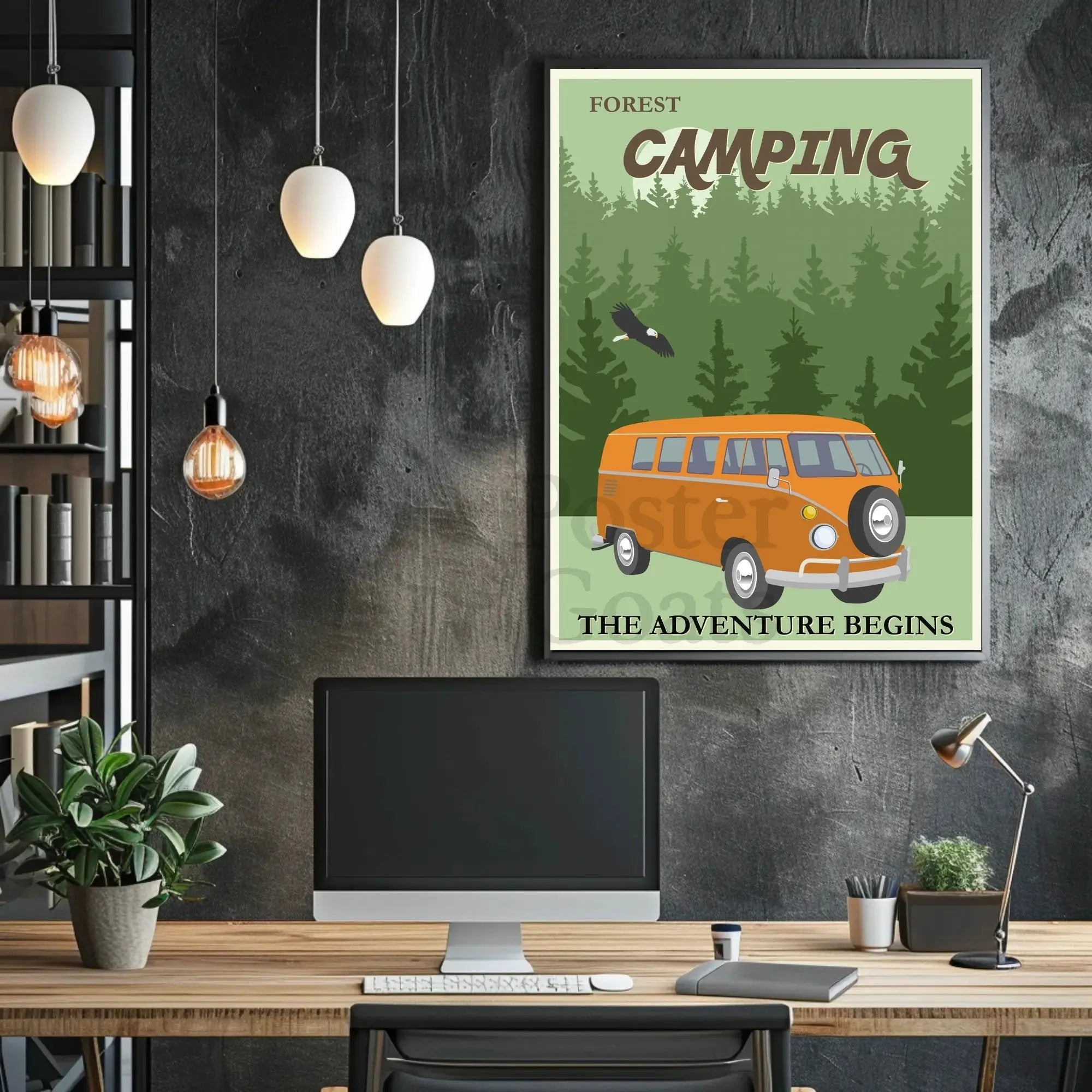 Retro Van Forest Adventure Travel Poster PosterGoat