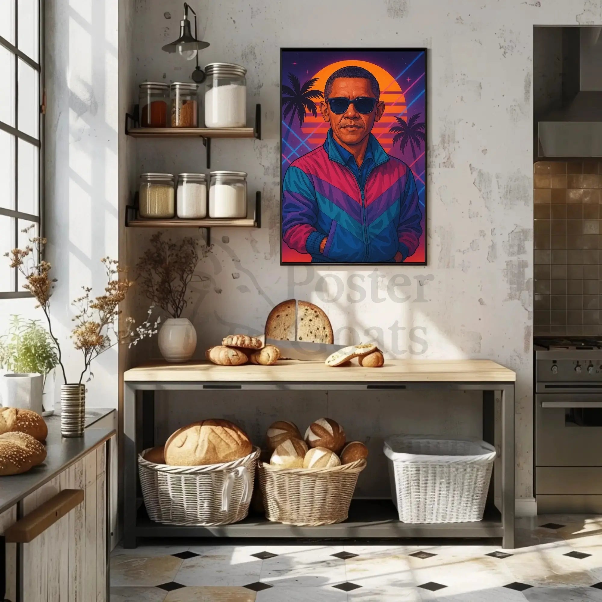 Retro Wave Vibes 1980s Coastal Pop Culture Poster PosterGoat