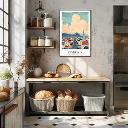Reykjavík Cityscape Art Poster with Dreamlike Scenic View PosterGoat