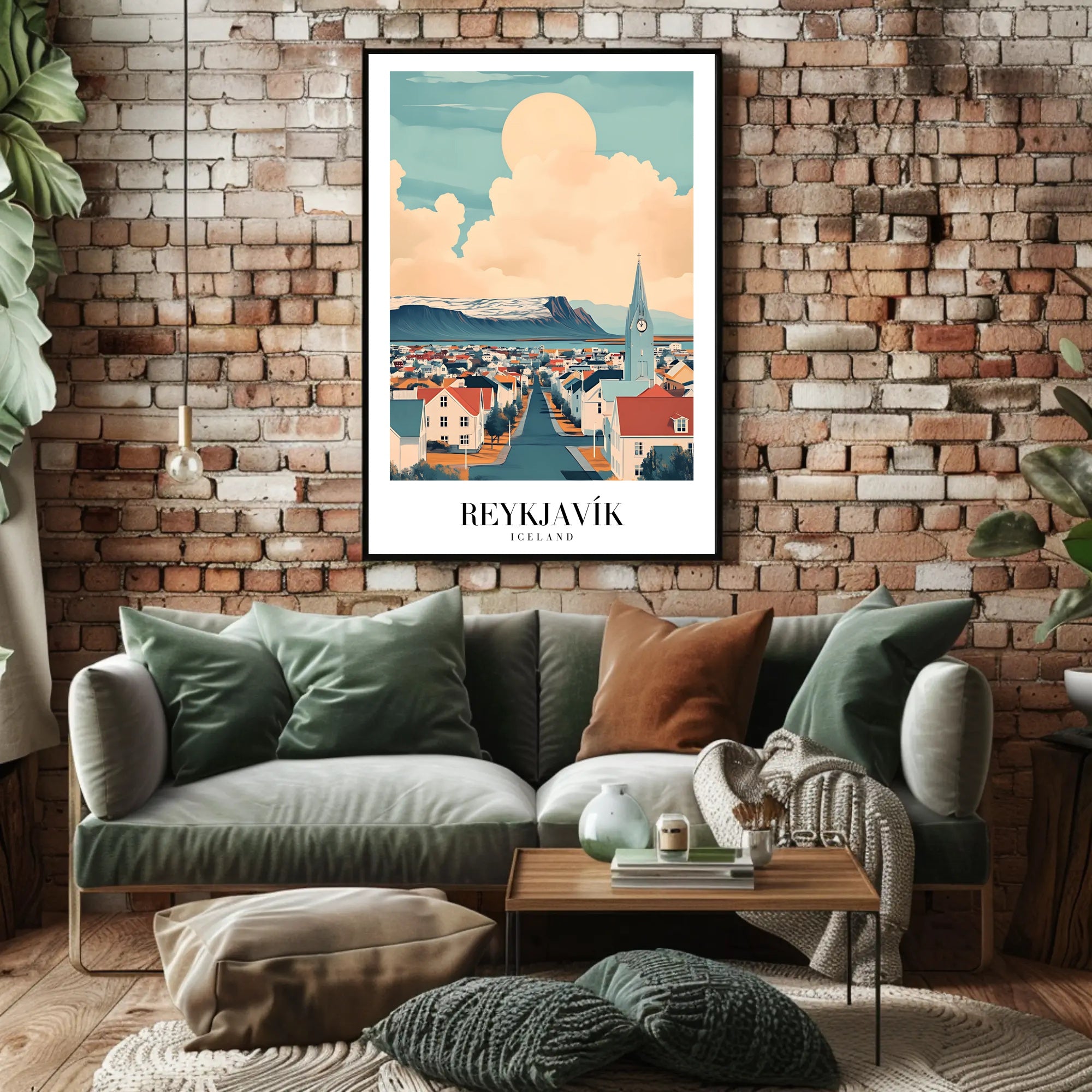 Reykjavík Cityscape Art Poster with Dreamlike Scenic View PosterGoat