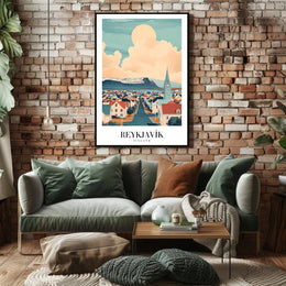 Reykjavík Cityscape Art Poster with Dreamlike Scenic View PosterGoat