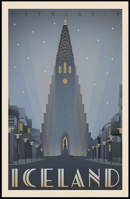 Reykjavik Twilight Cathedral Poster PosterGoat