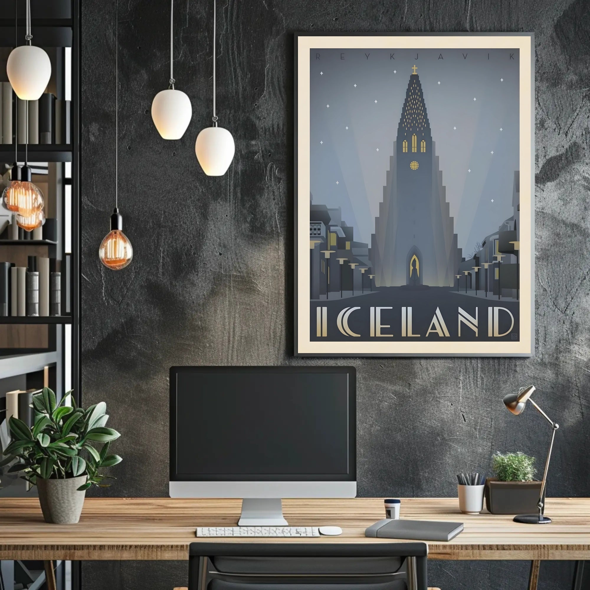 Reykjavik Twilight Cathedral Poster PosterGoat