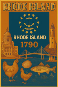 Rhode Island 1790 Vintage Cultural or Heritage Poster PosterGoat