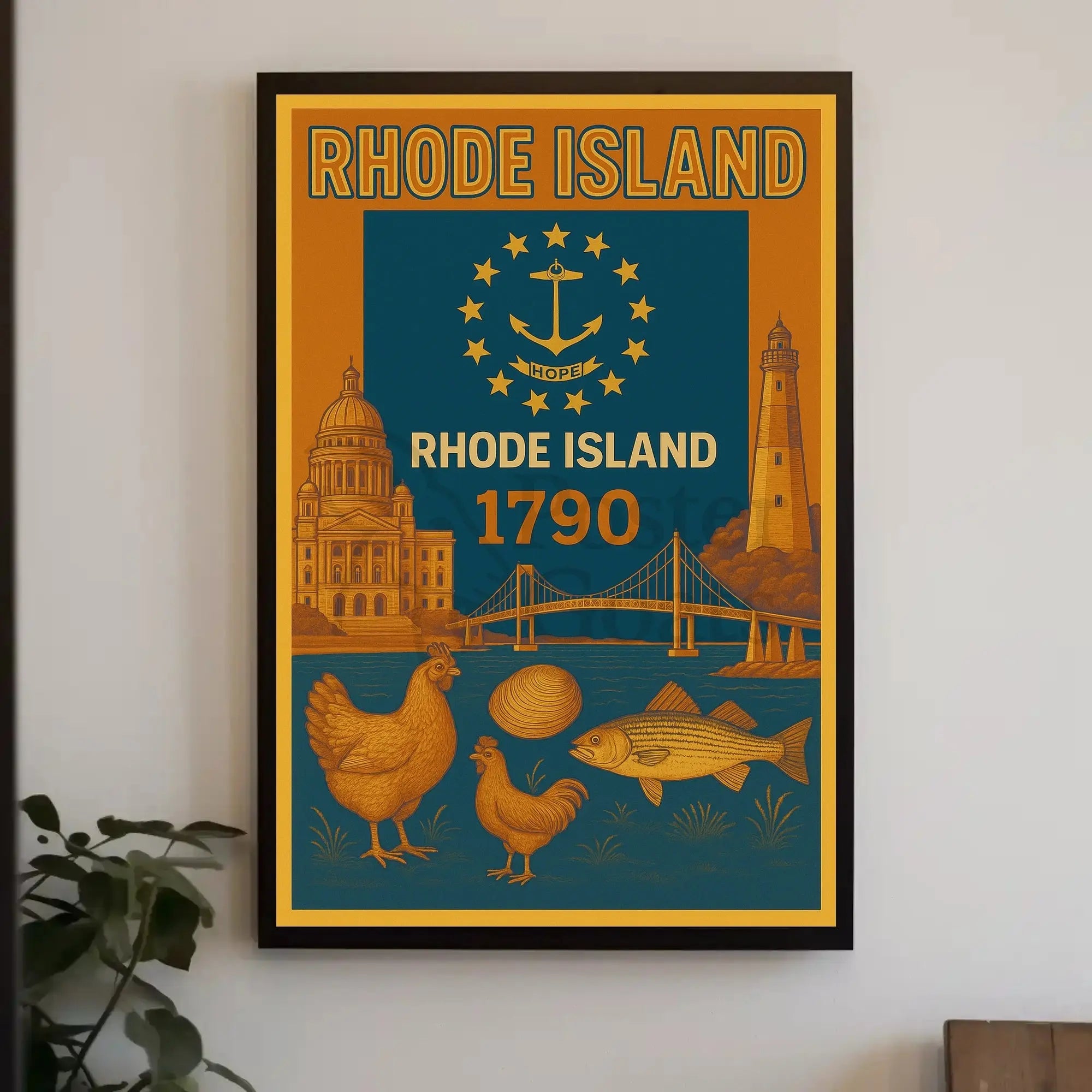 Rhode Island 1790 Vintage Cultural or Heritage Poster PosterGoat