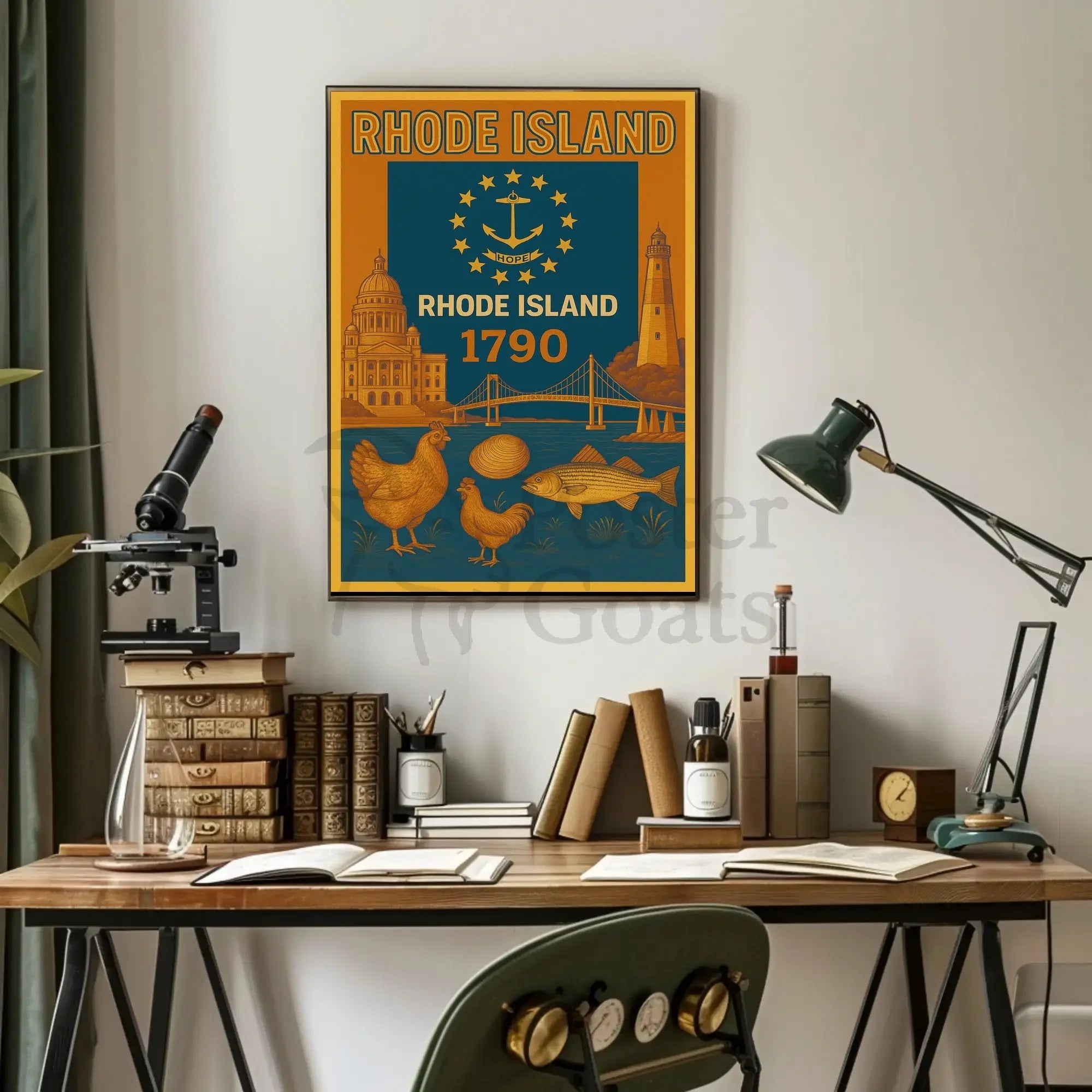 Rhode Island 1790 Vintage Cultural or Heritage Poster PosterGoat