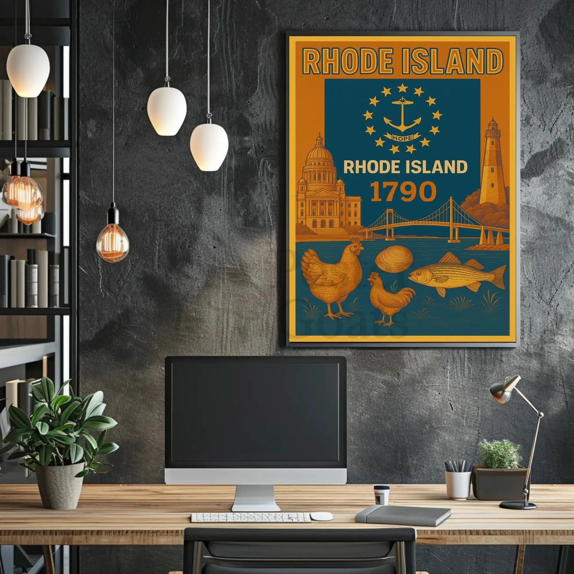 Rhode Island 1790 Vintage Cultural or Heritage Poster PosterGoat