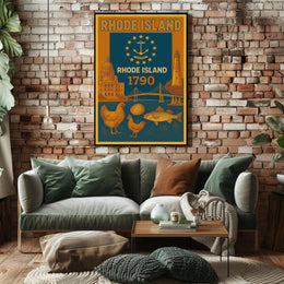 Rhode Island 1790 Vintage Cultural or Heritage Poster PosterGoat