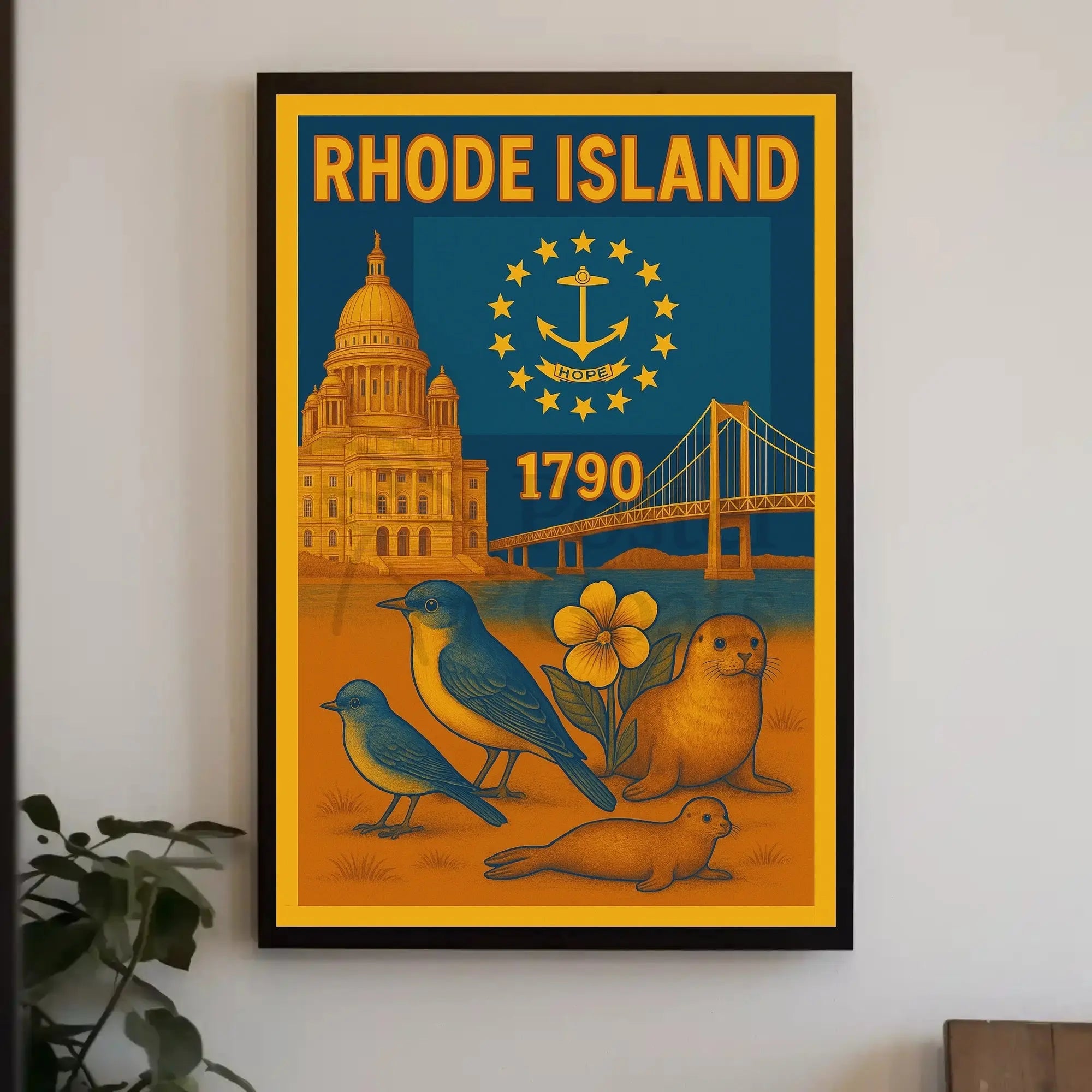 Rhode Island 1790 Vintage Travel Poster PosterGoat