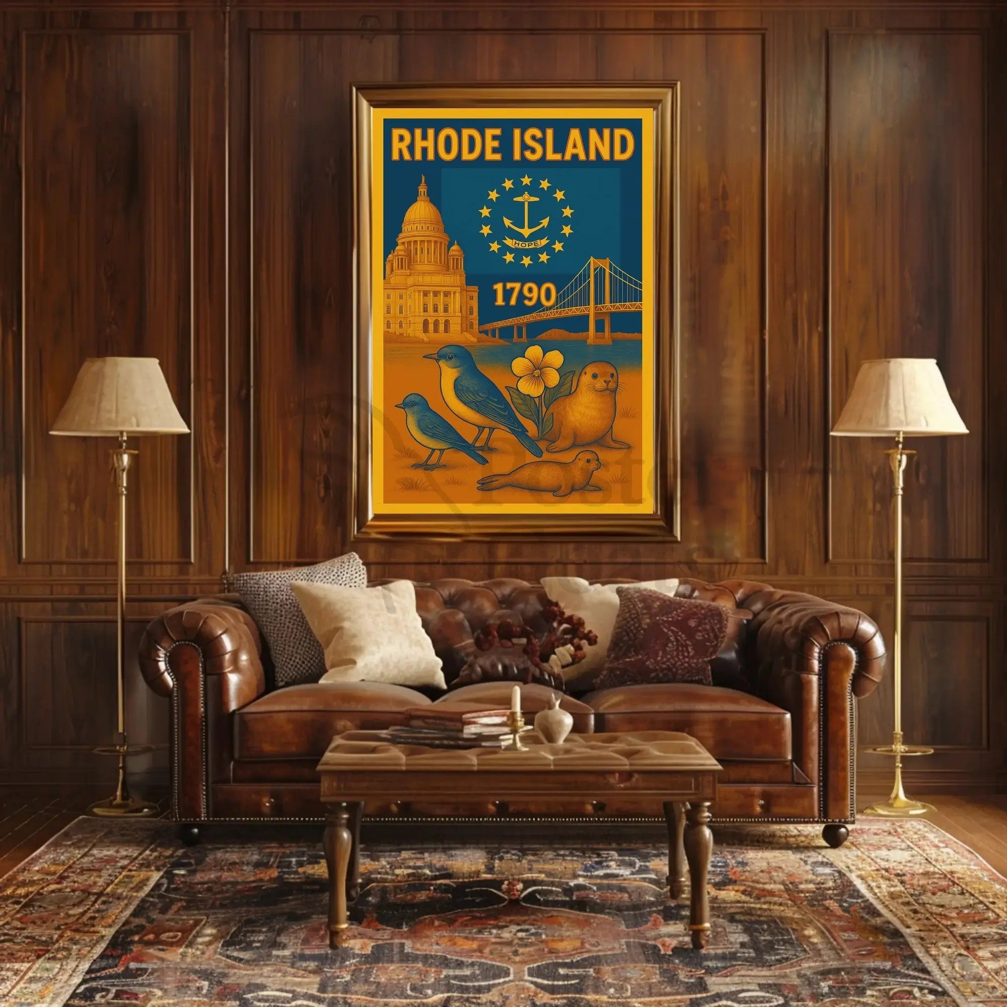 Rhode Island 1790 Vintage Travel Poster PosterGoat