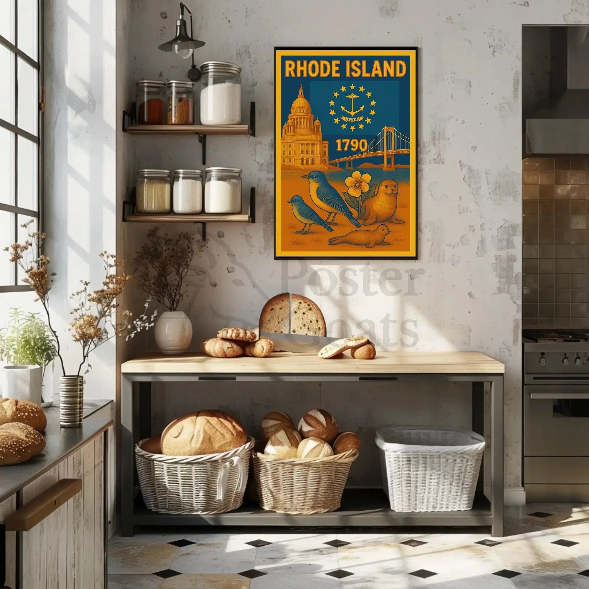 Rhode Island 1790 Vintage Travel Poster PosterGoat
