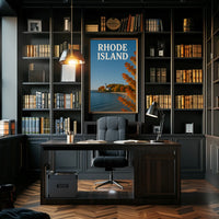 Rhode Island Autumn Lighthouse Travel Poster PosterGoat