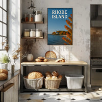 Rhode Island Autumn Lighthouse Travel Poster PosterGoat